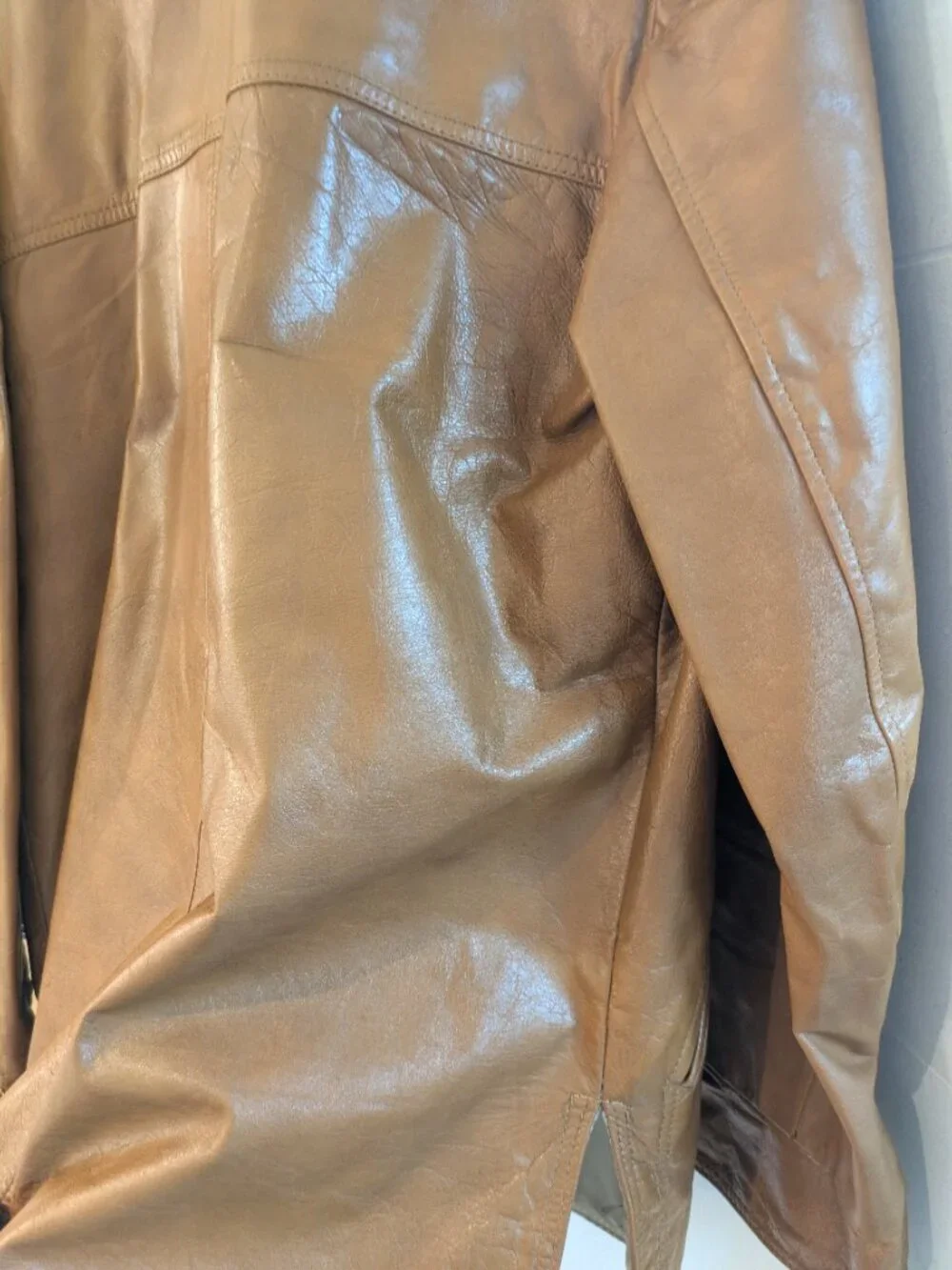 VTG 70s The Denner Leather Hunting Jacket by A. Pollak Camel Brown Mens 40 M